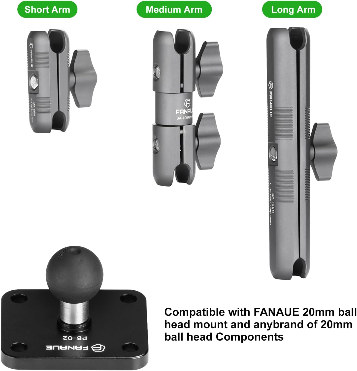 4-Hole 20mm (0.787 inches) 20mm FANAUE Aluminum AMPS Base Mount with Mounting Ball for Ball Mount arm