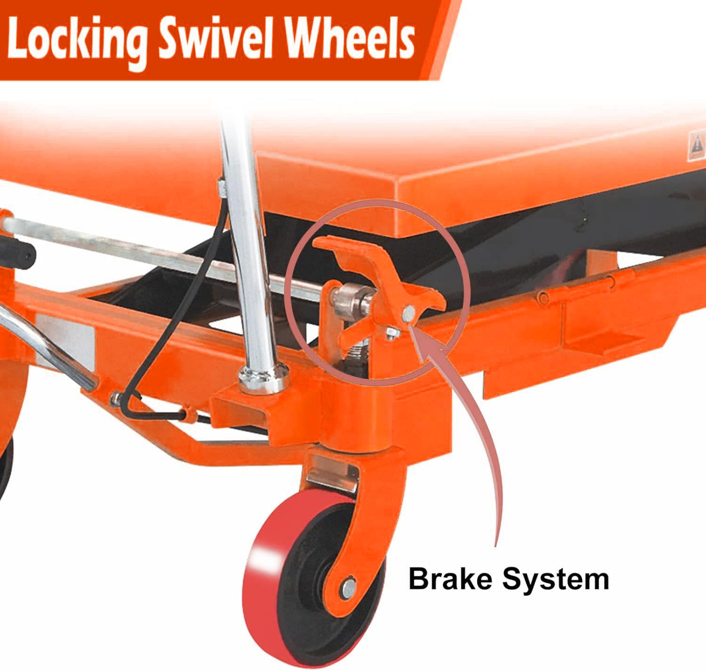 APOLLO Hydraulic Lift Cart 1760lbs Capacity, 39.4” Lifting Height Lift Table Cart, Manual Single Scissor Lift Table with 4 Wheels and Foldable Handle, for Material Handling, Elevating, Transportation