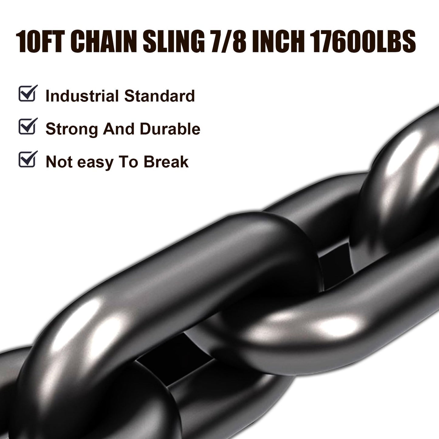 SALUINOKI 4 Leg Chain Sling for Lifting with Hooks Heavy Duty 8 Ton 1 inch x 10 FT 17,600 lbs 4 Point Lift Chains Rigging 1 Pack