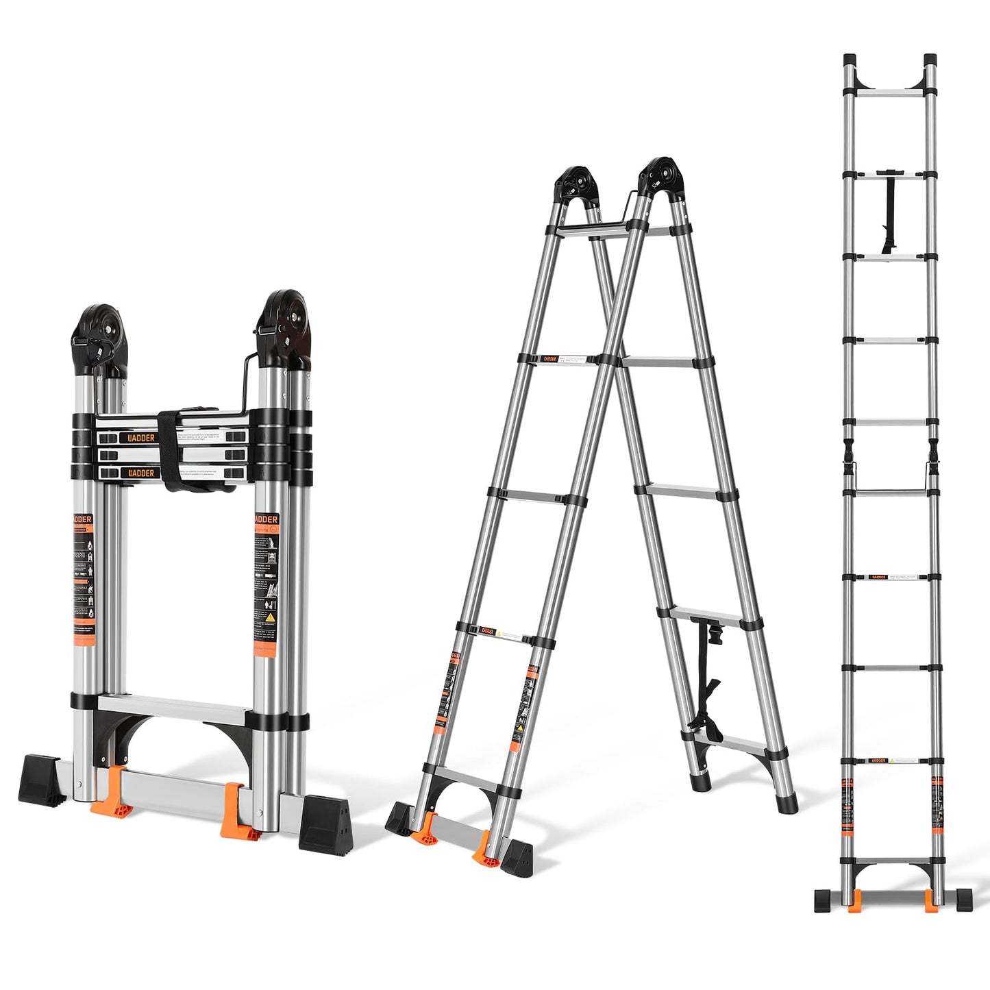 Telescoping Ladder 12.5 FT A Frame, Extension Ladder with Balance Bar Heavy Duty 330 lbs Max Capacity for RV or Outdoor Work