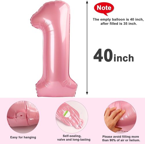 25 Balloon Numbers - 40 Inch Pastel Pink Foil Decorations for 25th Birthday & Anniversary