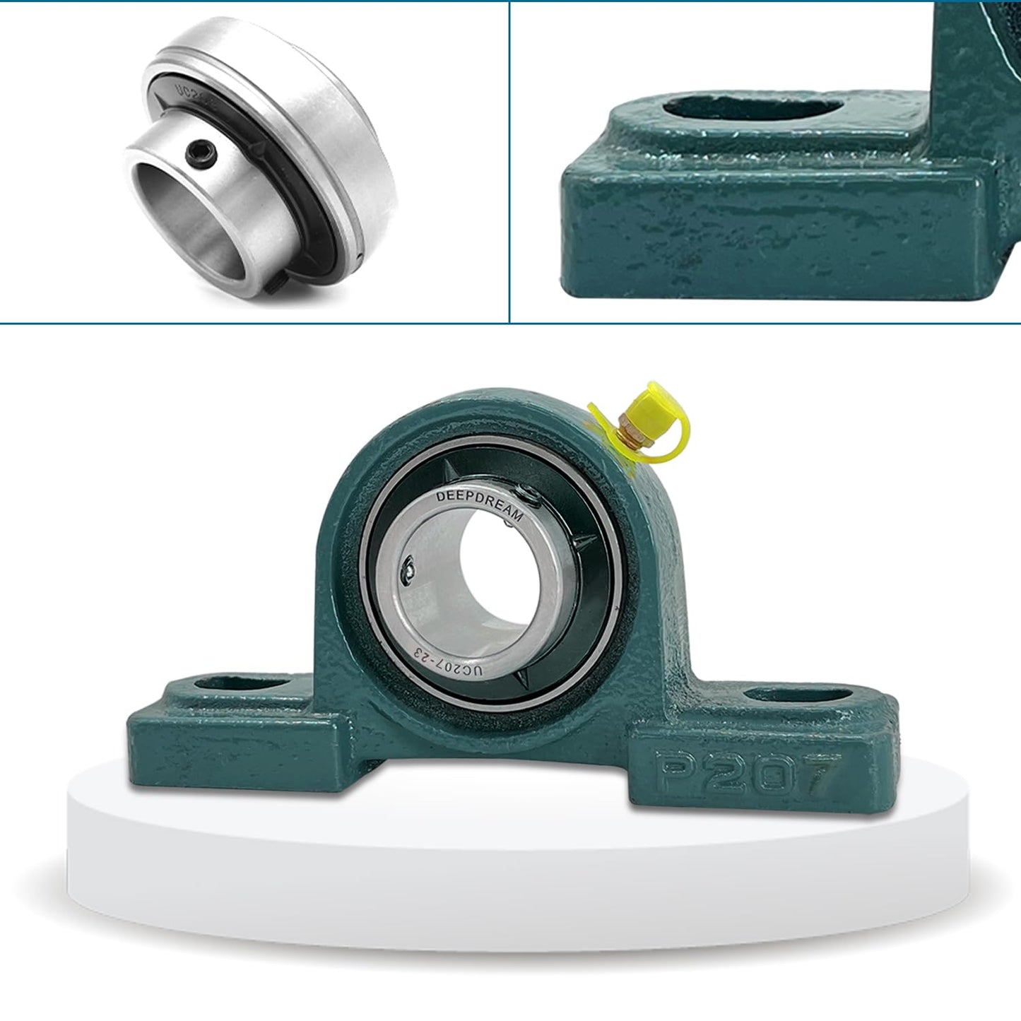 2 Pcs UCP207-23 Pillow Block Mounted Bearing with 1-7/16"(1.4375inch) Self Alignment