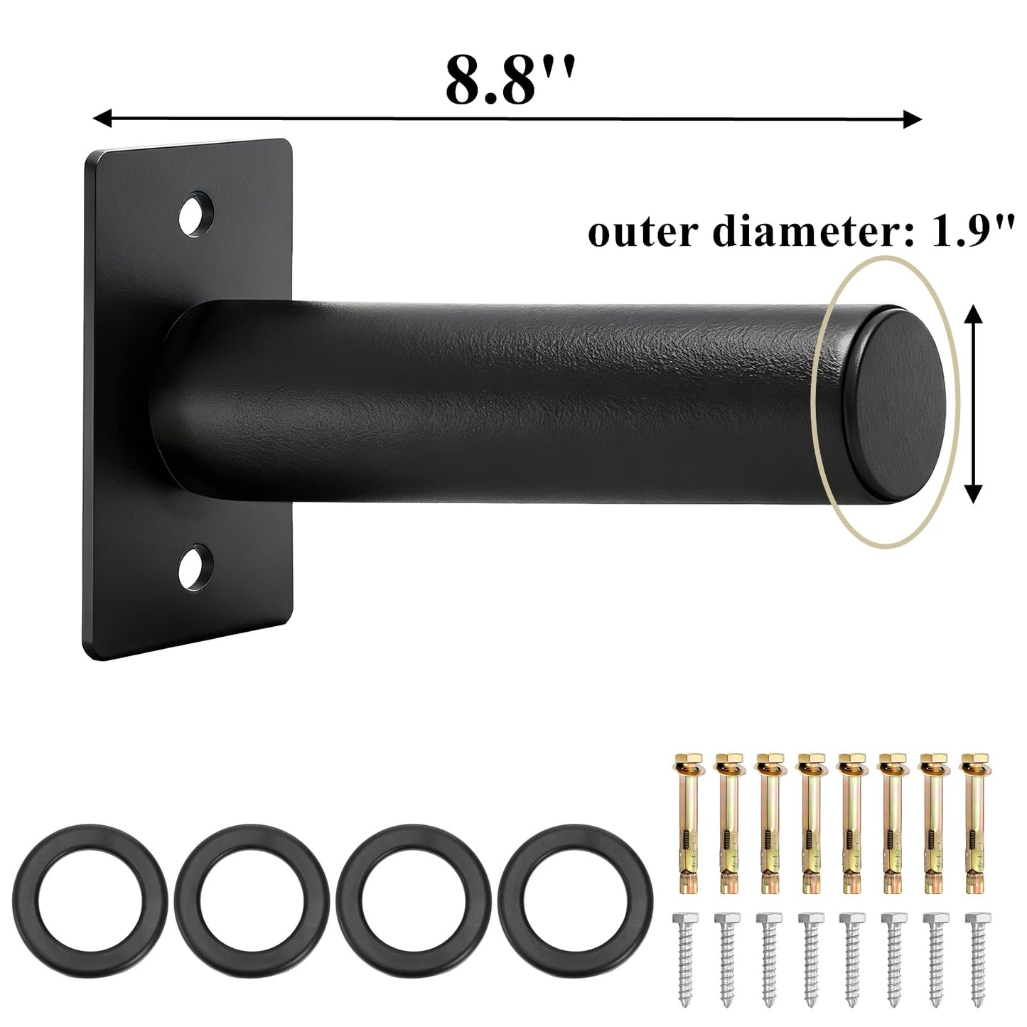 Tebery 4 Pack Wall Mount Weight Plate Holder, 220 LB Capacity Weight Plates Rack for Home Gym, Heavy Duty Barbell Plates Storage Hanger, Space Saving Plate Organizer for Garage