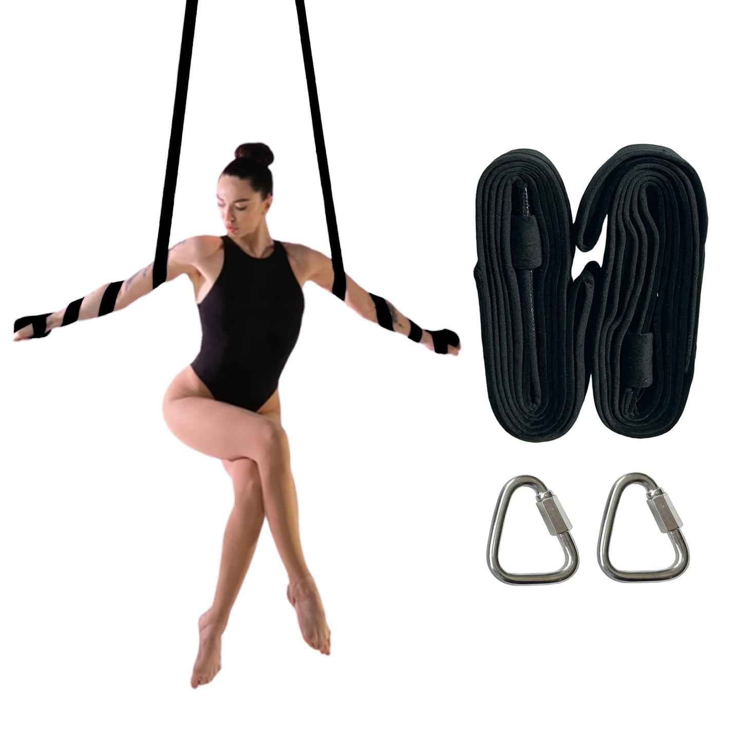 PRIOR FITNESS Aerial Straps Kit, 3m/9.8ft Velvet Covers, SGS Certificate Aerial Yoga Ropes for Trapeze, Acrobtic Circus Props & Fitness with Wrist Lockers, and Carabiners (1 pairs)