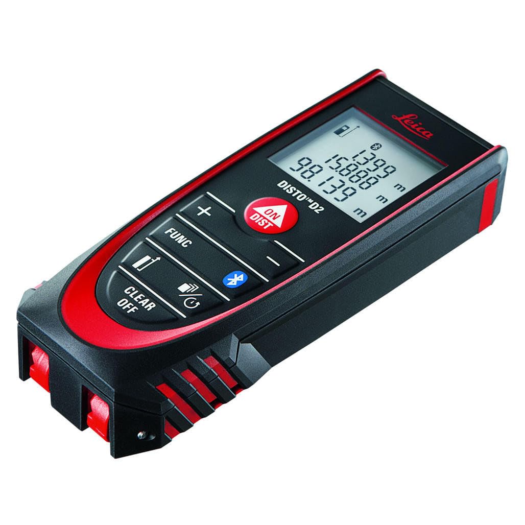 Leica DISTO D2 New 100m/330ft Metric Imperial Laser Distance Measure with Bluetooth 4.0 - Black/Red