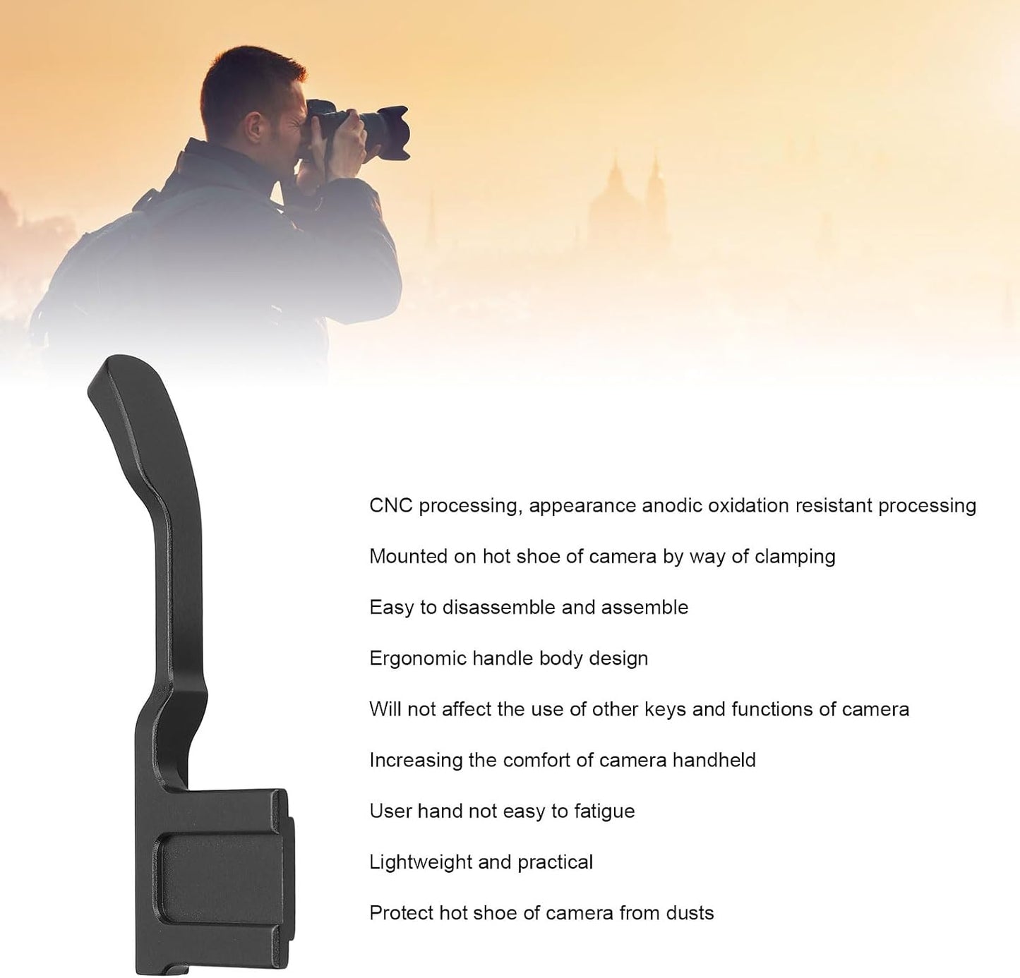 RASTKY GFX-50R Camera Thumb Up Grip Aluminum Alloy Metal Support with Hot Shoe Cover for Mirrorless Camera (Black)
