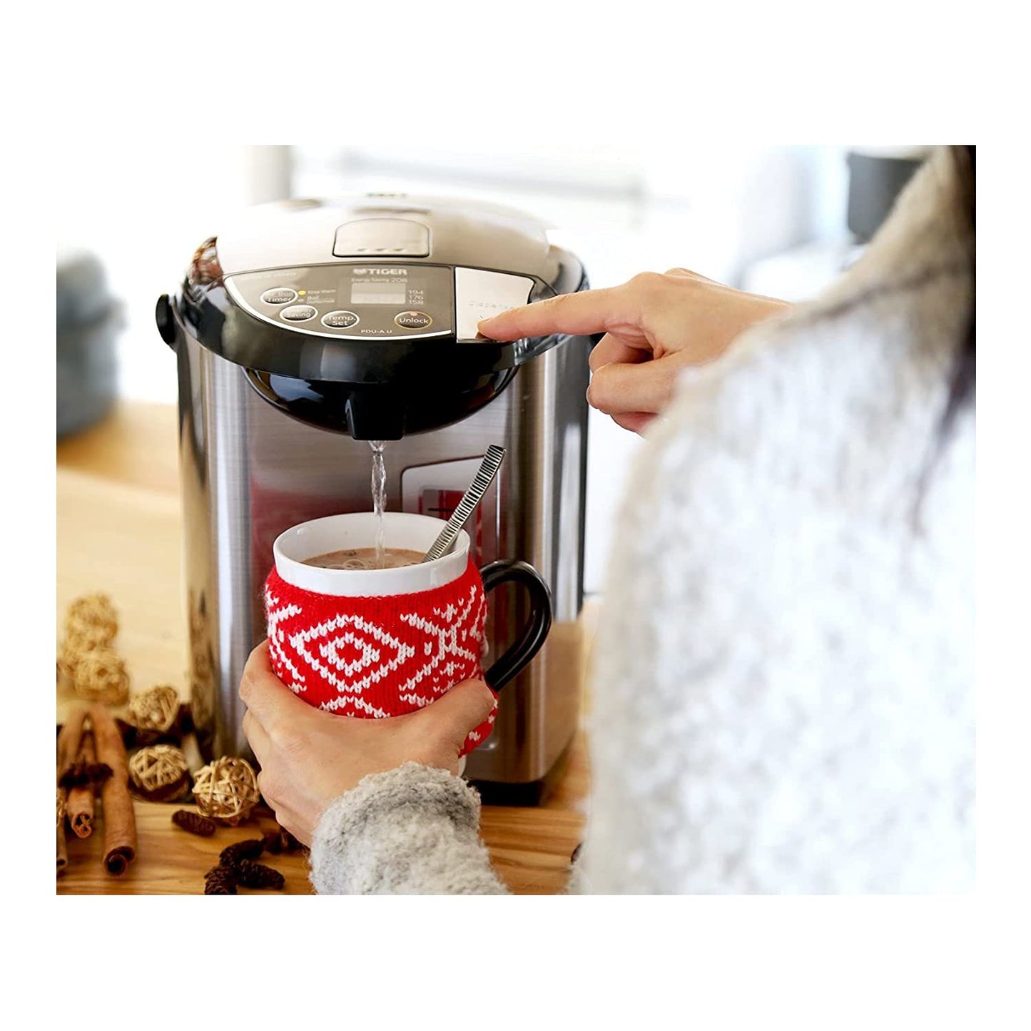 Tiger PDU-A30U-K Electric Hot Water Boiler and Warmer, Stainless Black, 3-Liter
