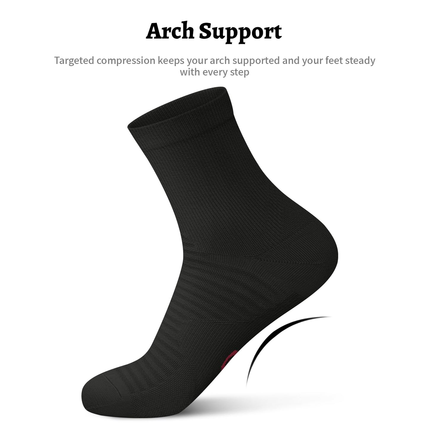 Compression Running Ankle Socks for Men and Women (6 Pairs), Quarter Athletic Socks for Running, Cycling, Golf, Work