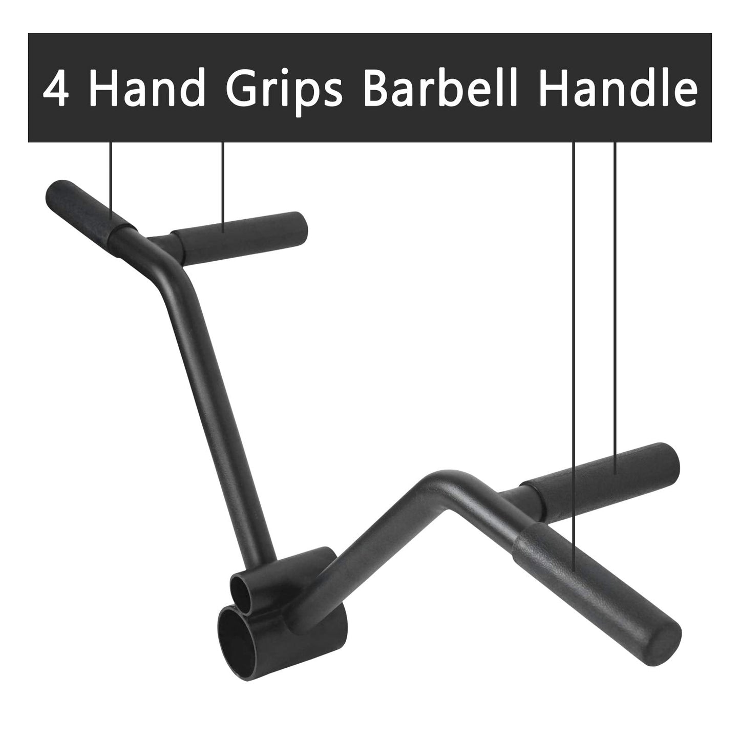 Luwint Multi-Grip T Bar Row Barbell Handle, Solid Steel V Straight Landmine Attachment, Fits 1 & 2 Inch Olympic Bars, Home Gym Equipment for Deadlift Squat Tricep Back Workout