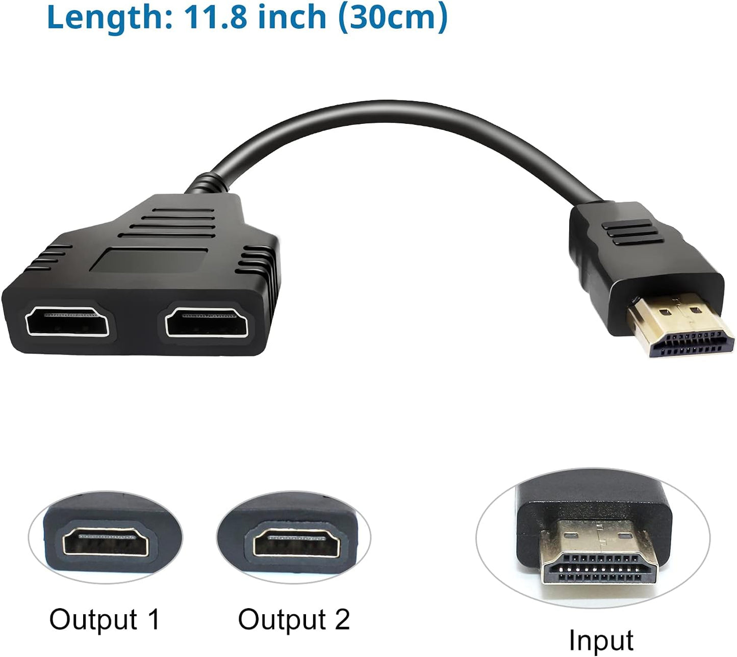 BATU 1 2 1 2 HDMI Splitter Adapter Cable - Hdmi Splitter in Out Male to Dual Female to Way for HD, LED, LCD, TV