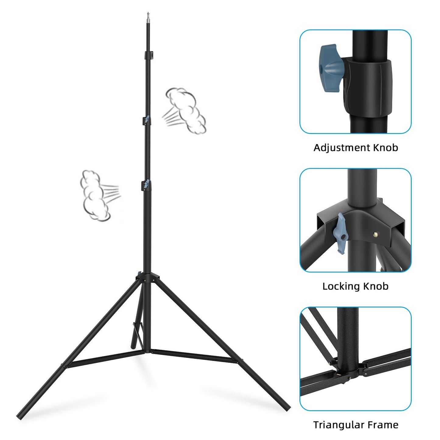 20FT Heavy Duty Air-Cushioned Tripod Stand – Telescoping Aluminum Alloy Light Stand for Overhead Photography, Sports & Studio (6M)