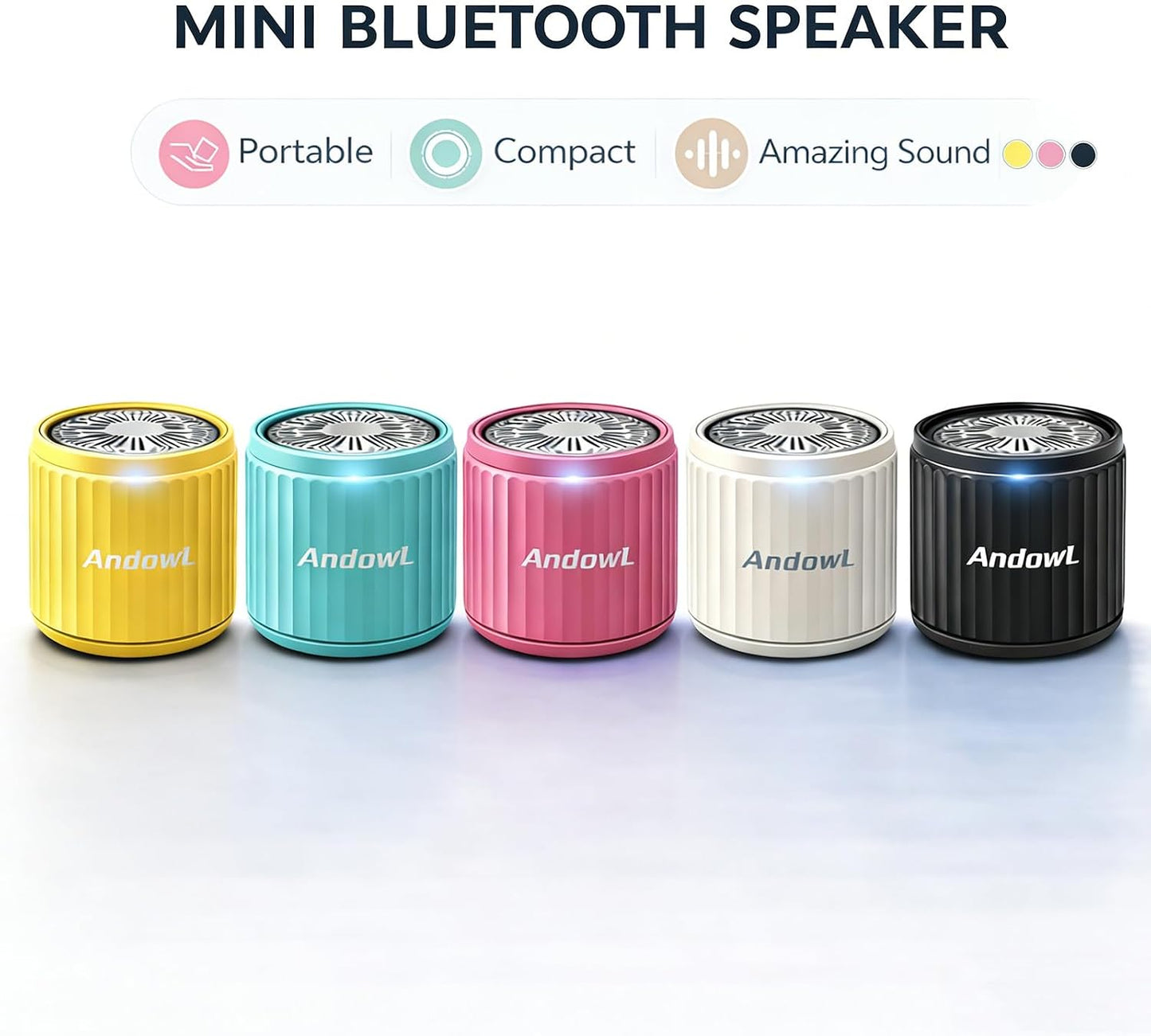 Andowl Mini Bluetooth Speaker, Portable Wireless Speaker with TWS Stereo Pairing, Built-in Mic, Micro SD Card Playback