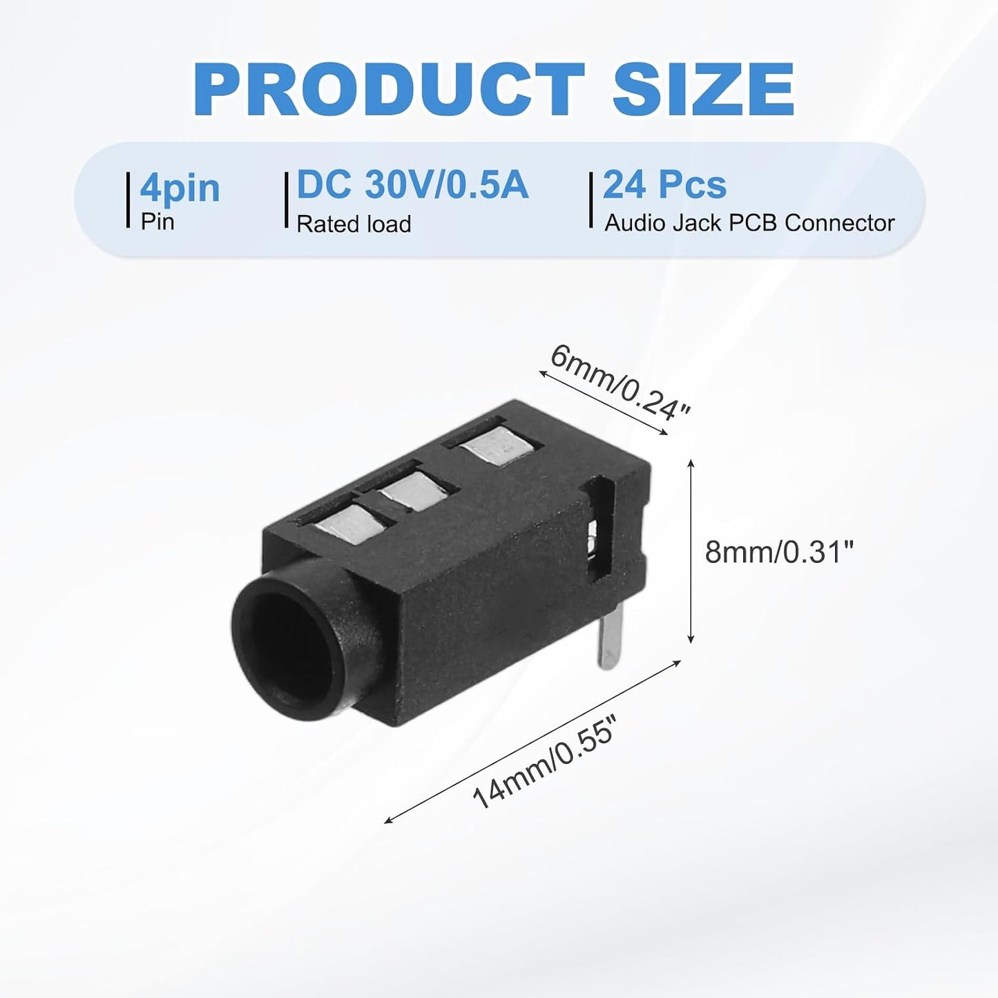 12Pcs 1/8" 3.5mm 4 PJ-320A MP3/MP4 uxcell Stereo Jack Socket, Pin PCB Mount Female Socket Headphone Audio Connector