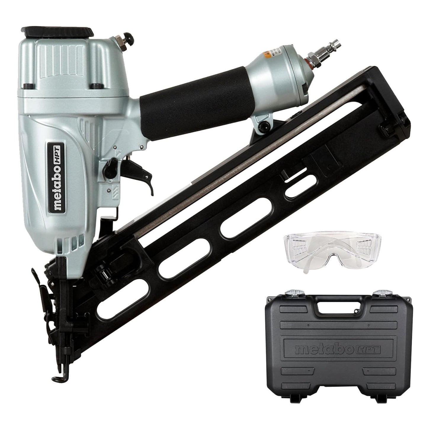 Metabo HPT Finish Nailer with Air Duster, Pro-Preferred Pneumatic Power Nailer for Crown Moldings, Base Moldings, and More, Selective Actuation, 15 Gauge Angled, 1-1/4″ to 2-1/2″ Finish Nails, NT65MA4