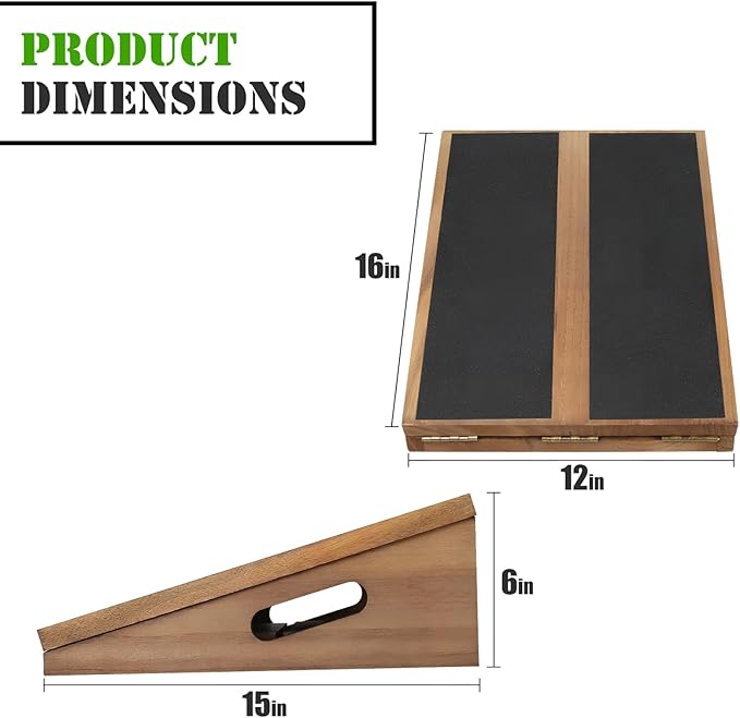 Calf Stretcher Slant Board for Squats, Portable Wooden Incline Board for Calf Stretching, Adjustable Balance Board for Physical Therapy, Ankle Stretcher & Exercise Slant Boards for Home Gym, Yoga, and Fitness