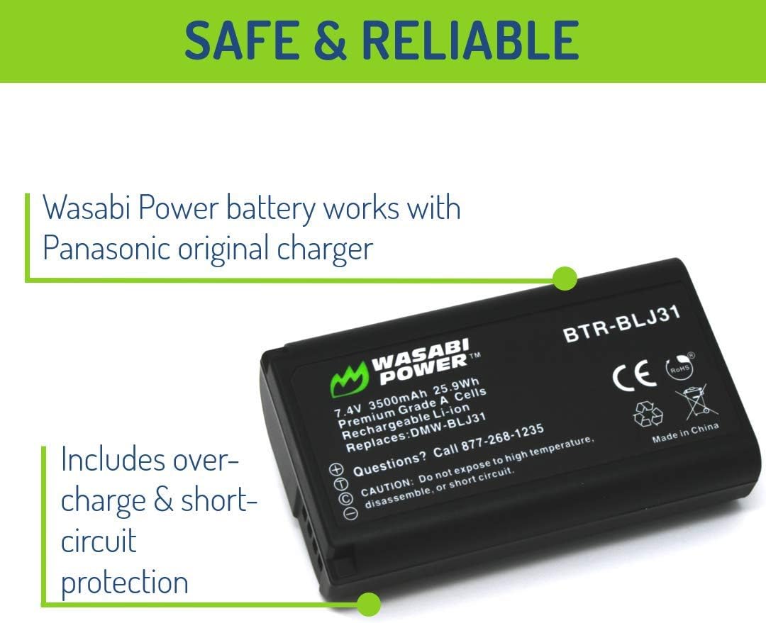 Wasabi Power DMW-BLJ31 S1, S1R, S1H, Battery for Panasonic LUMIX LUMIX S Series Mirrorless Cameras