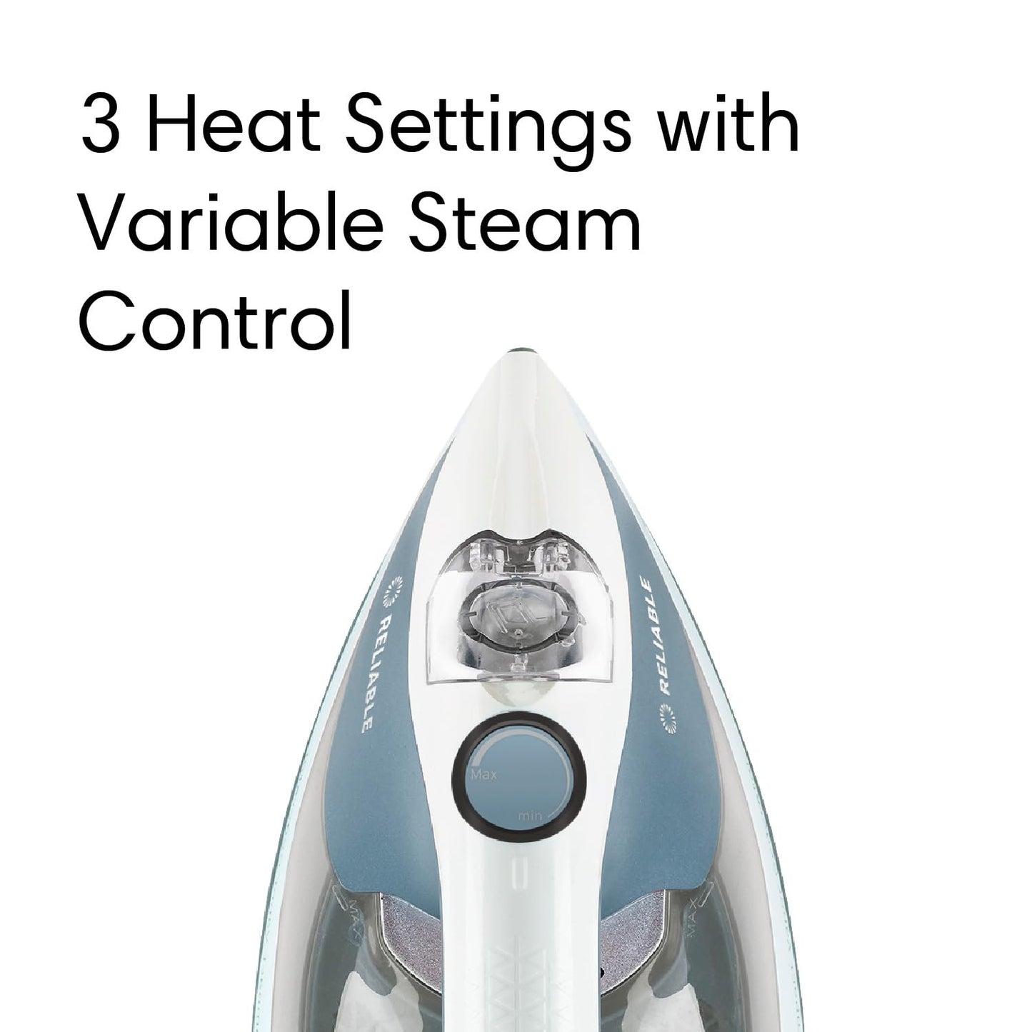 Reliable Velocity 180IR Steam Iron for Sewing, Quilting and Clothes, 1800 Watts Compact Vapor Generator, Leak Free Continuous Steam, Variable Steam Dial, Ceramic Soleplate with Three Heat Settings