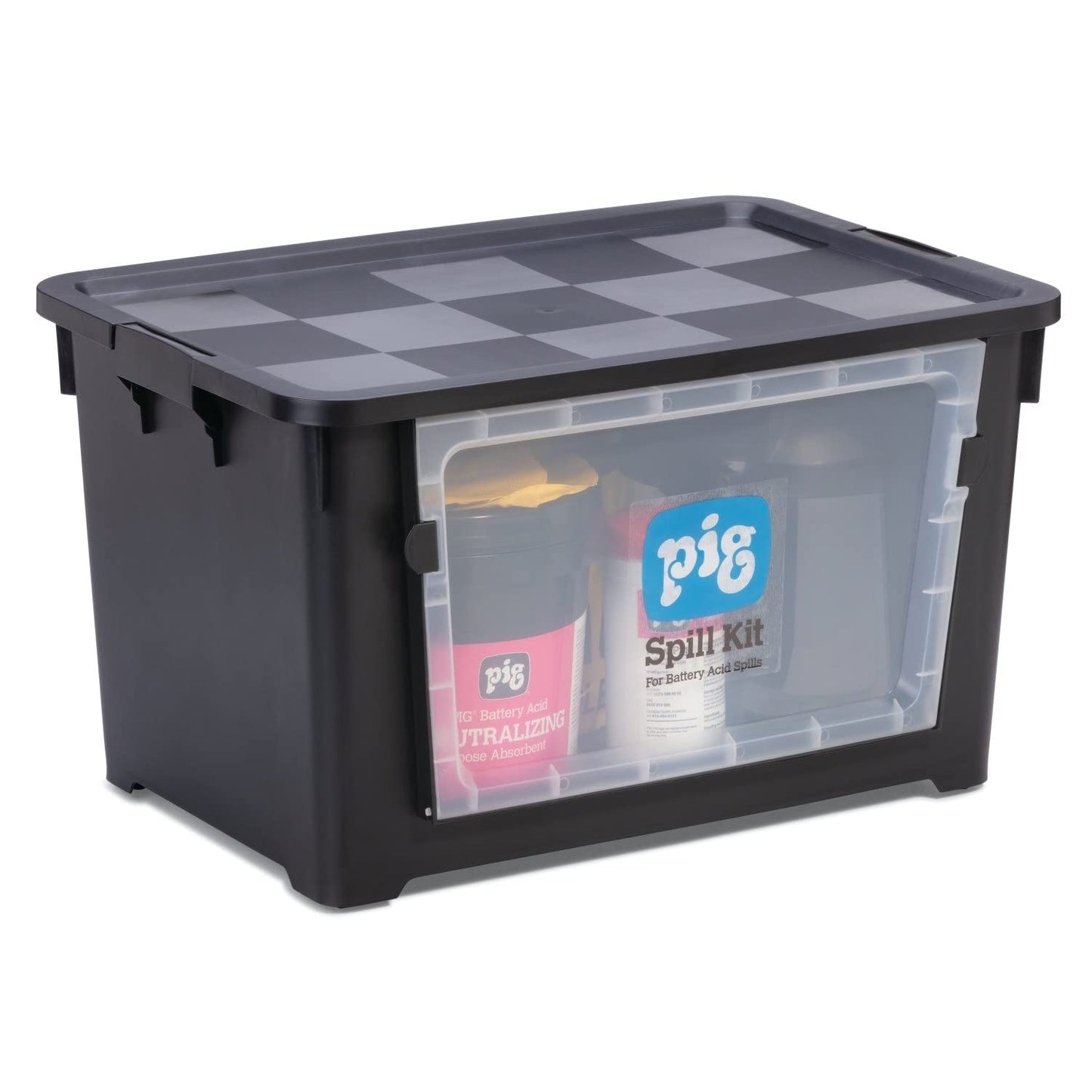 PIG Battery Acid-Neutralizing Spill Kit - 15" W x 19.5" L x 17.5" H - Absorbs up to 3.8 gallons - KIT322