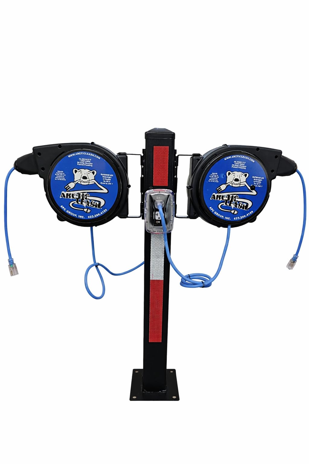 ARCTIC LEASH 50ft. 12/3 SJEOOW Cable, Outdoor/Watertight, Extreme Cold Weather Retractable Extension Cord Reel– with 20A Resettable Breaker, 180° Swivel Mount, Retractable to -60°F.