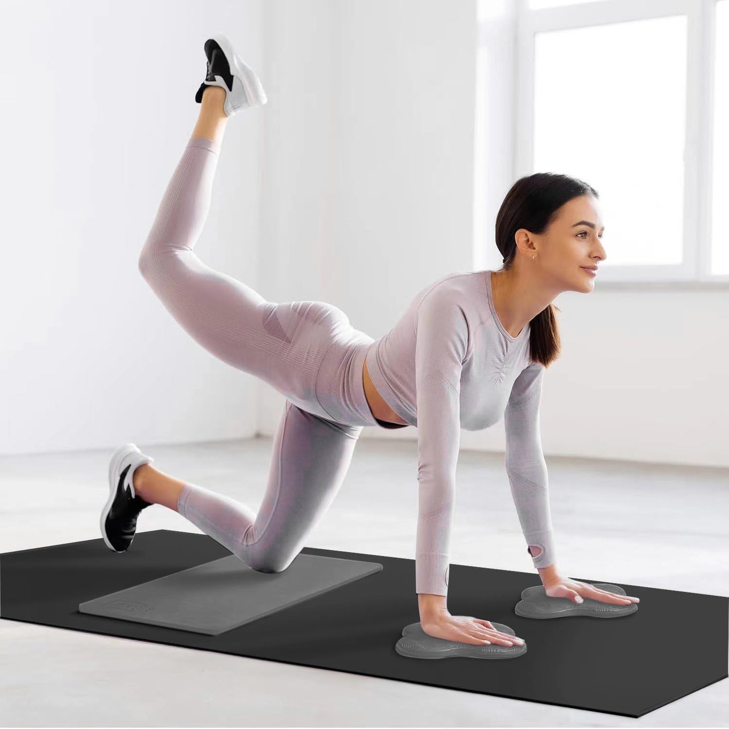 Yoga Knee Support Pad for Women Pilates Kneeling Cushion | Elbows Wrist Hands Head Foam Extra Thick Men Exercise Knees Pads Set of 6 Pieces (Gray）