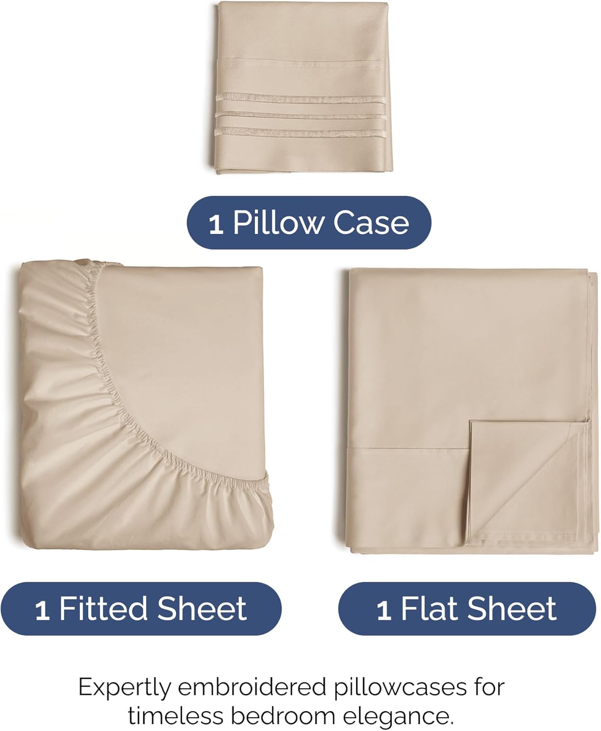 Skiennix Twin Size 3 Piece Sheet Set - Ultra-Soft Cooling Bed Sheets - Deep Pockets, Wrinkle-Free, Wheat Color