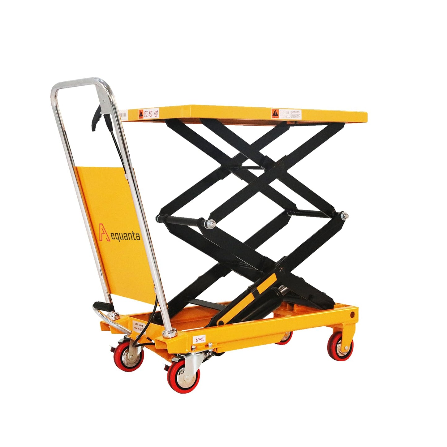 Aequanta Hydraulic Lift Cart Table Manual Double Scissor Lift Table 330lbs Capacity 43.3" Lifting Height
