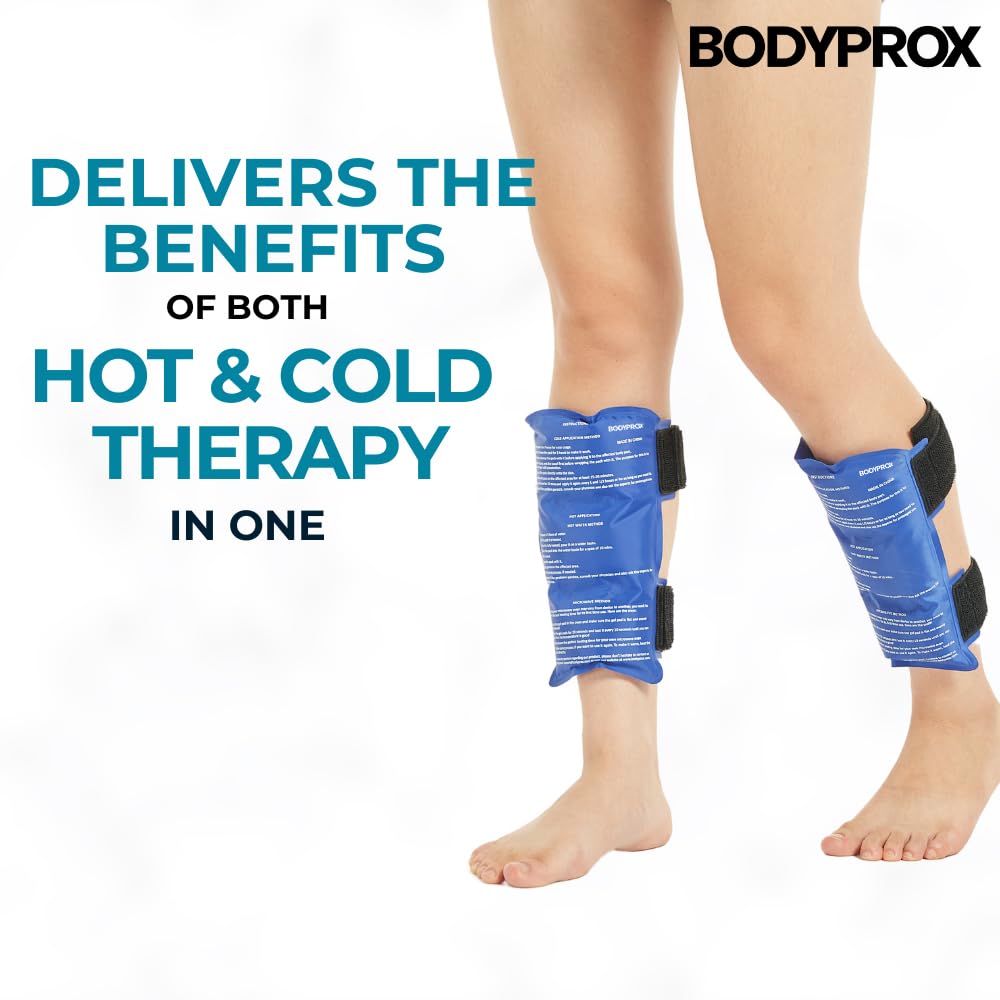 BODYPROX Shin Splint Ice Pack 2 Pack - Reusable Cold and Hot Wrap for Shin Splints Pain Relief, Flexible Ice Pack for Runners