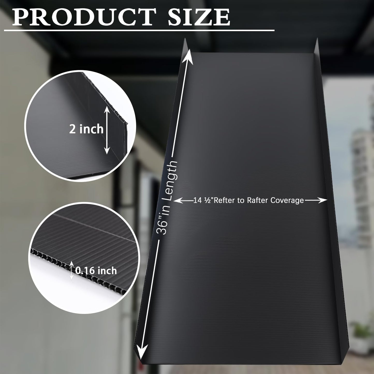 36 Pack 16 Attic Insulation Baffle, Black Durable Polypropylene Attic Baffles for 14½'' Rafter Bays with 2" Air Channel Rafter Vents Improve Roof Ventilation and Prevent Insulation Blockage