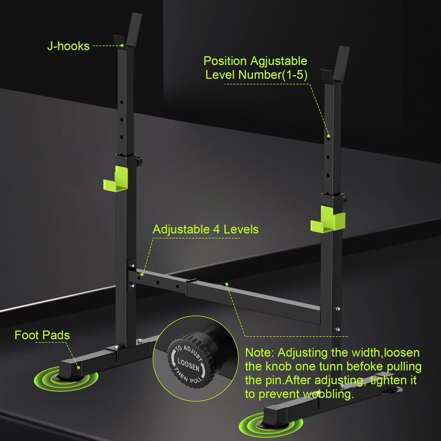 FitinOne Squat Rack, Height-Adjustable Dumbbell Rack for Home Gym, Multi-Function Barbell Rack, Portable Strength Training Dumbbell Rack, Home Gym Power Station for Home