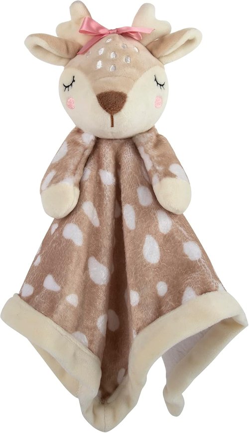 Minky Baby Essentials | Soft Plush Deer Lovey Snuggler Blanket - Gender Neutral Security Blanket for Babies & Toddlers