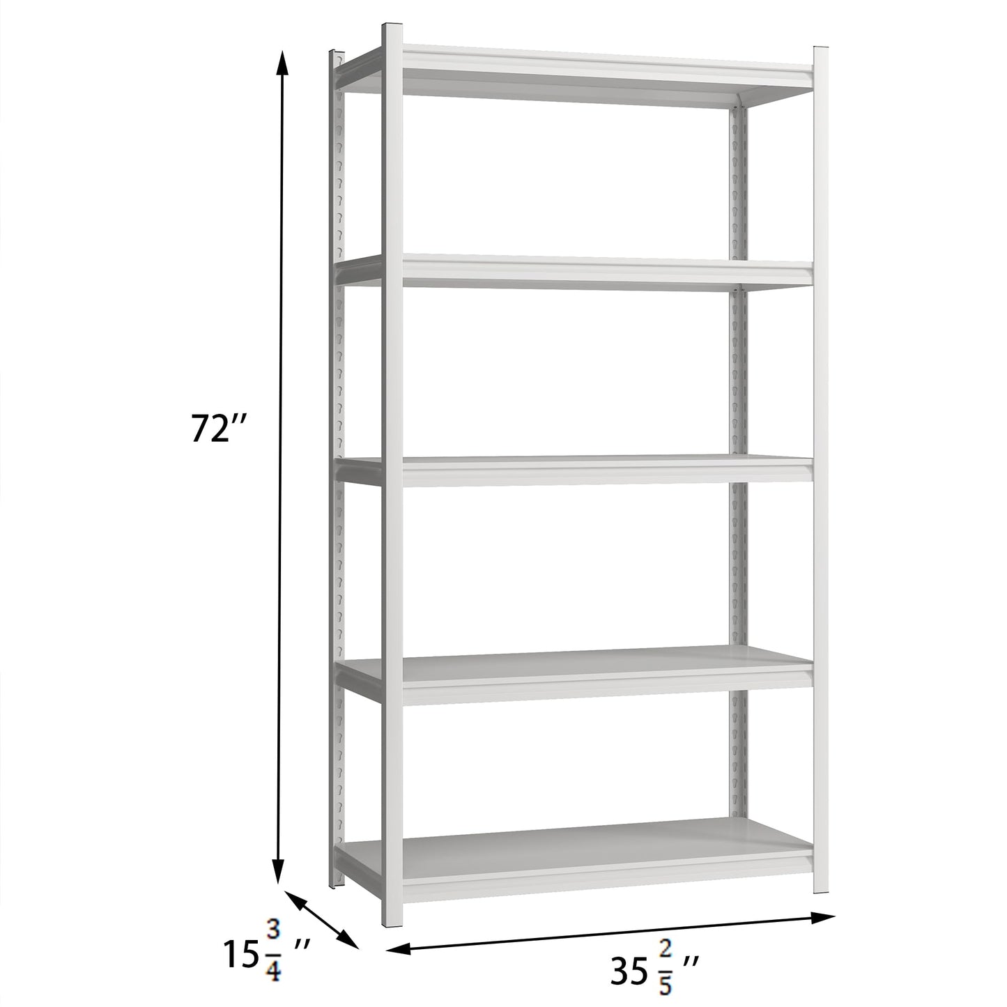 Elitehouse 5 Tier Metal Storage Shelves Adjustable Garage Shelving, Heavy Duty Industrial Utility Rack Organization for Kitchen, Pantry, Closet, Garage, Office (White)