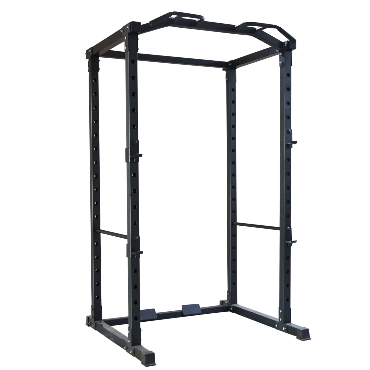 Fitvids 1,000 Pound Capacity 2.5” x 2.5” Power Cage Squat Rack, Includes J-Hooks and Multigrip, Other Optional Accessories-Black