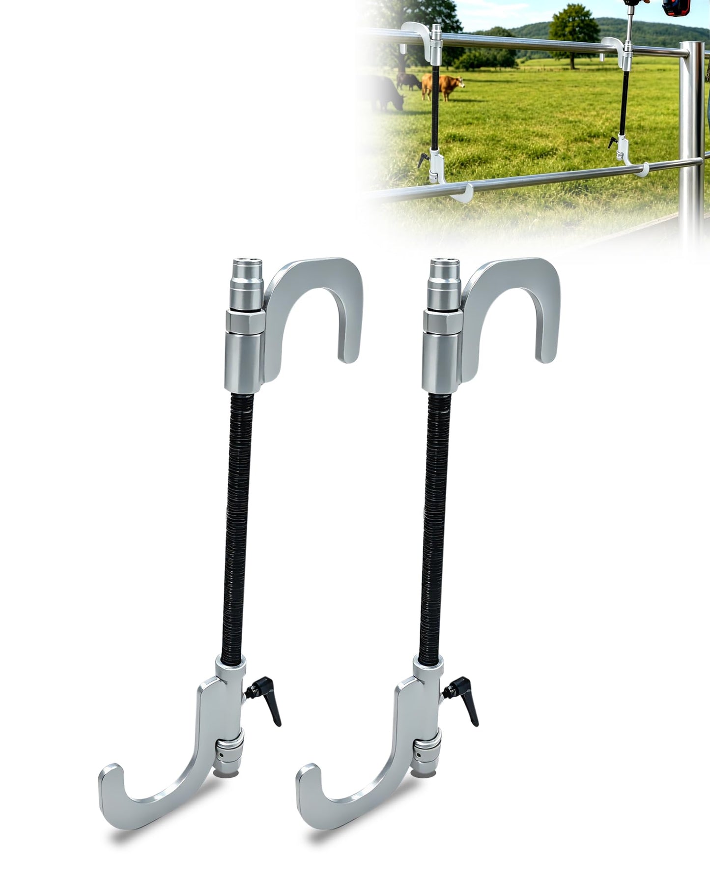 2 Pack Pipe Fence Alignment Tool, Heavy Duty Welding Alignment Clamp for Round Tubing up to 3", Adjustable Fence Pulling Tool for Fence Installation, Fabrication and Repair, Max 19" Reach
