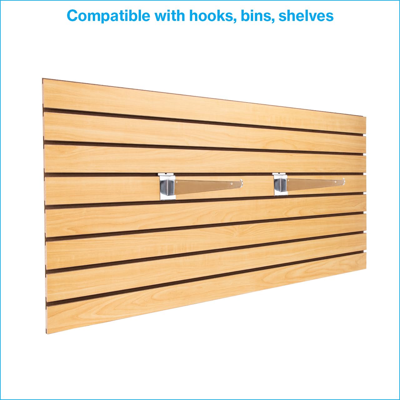 SSWBasics 4 ft x 2 ft Horizontal Maple Slatwall Easy Organizer Panels (24" H x 48" L) - Pack of 2 - Perfect for Retail Store, Garage Wall, and Craft Storage Organization