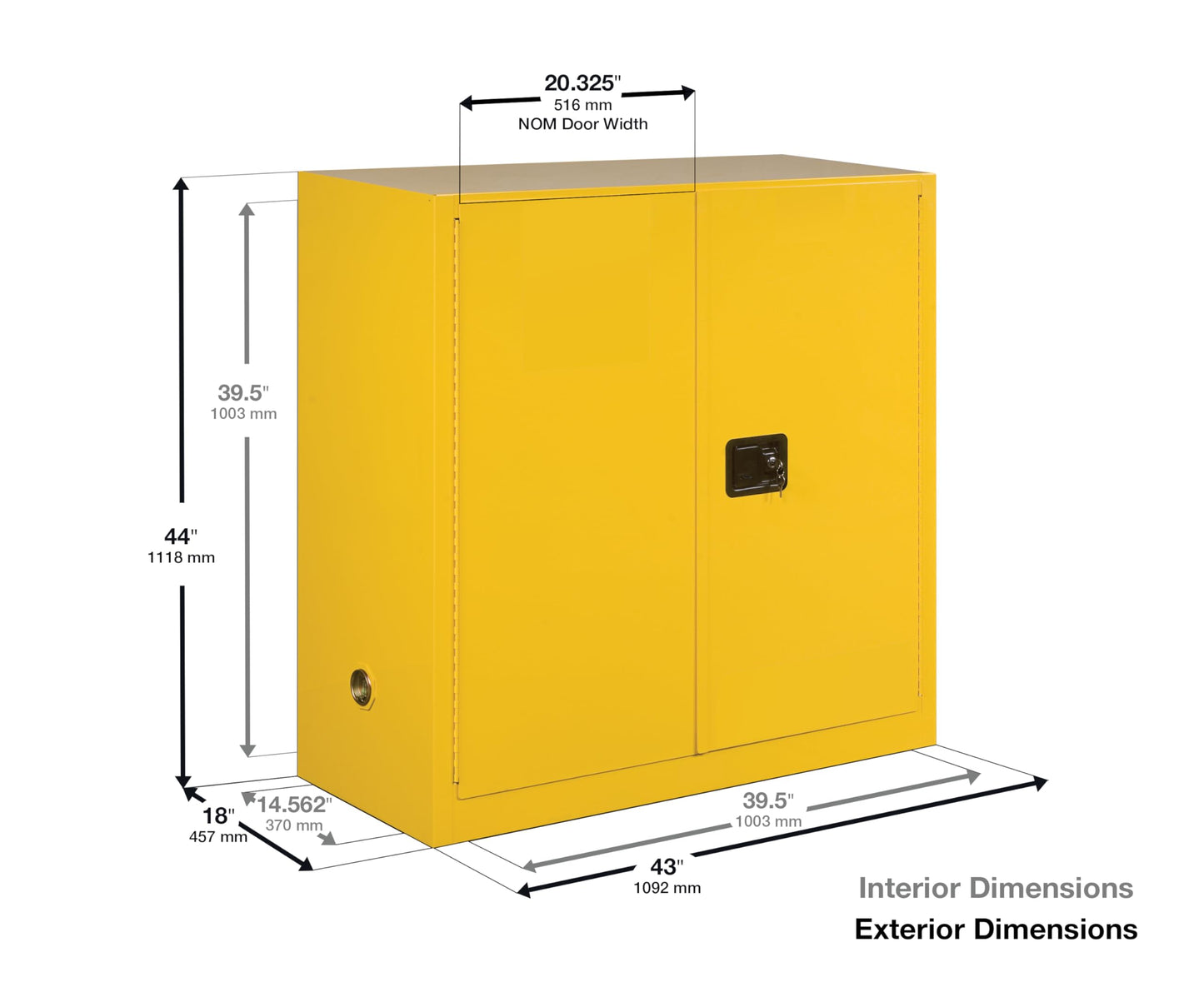 Eagle American Made 30 Gallon F﻿lammable Liquid Storage Cabinet, Manual-Close Fireproof Cabinet for Schools, Garages, Manufacturing Facilities, 43" x 18" x 44", 1932X
