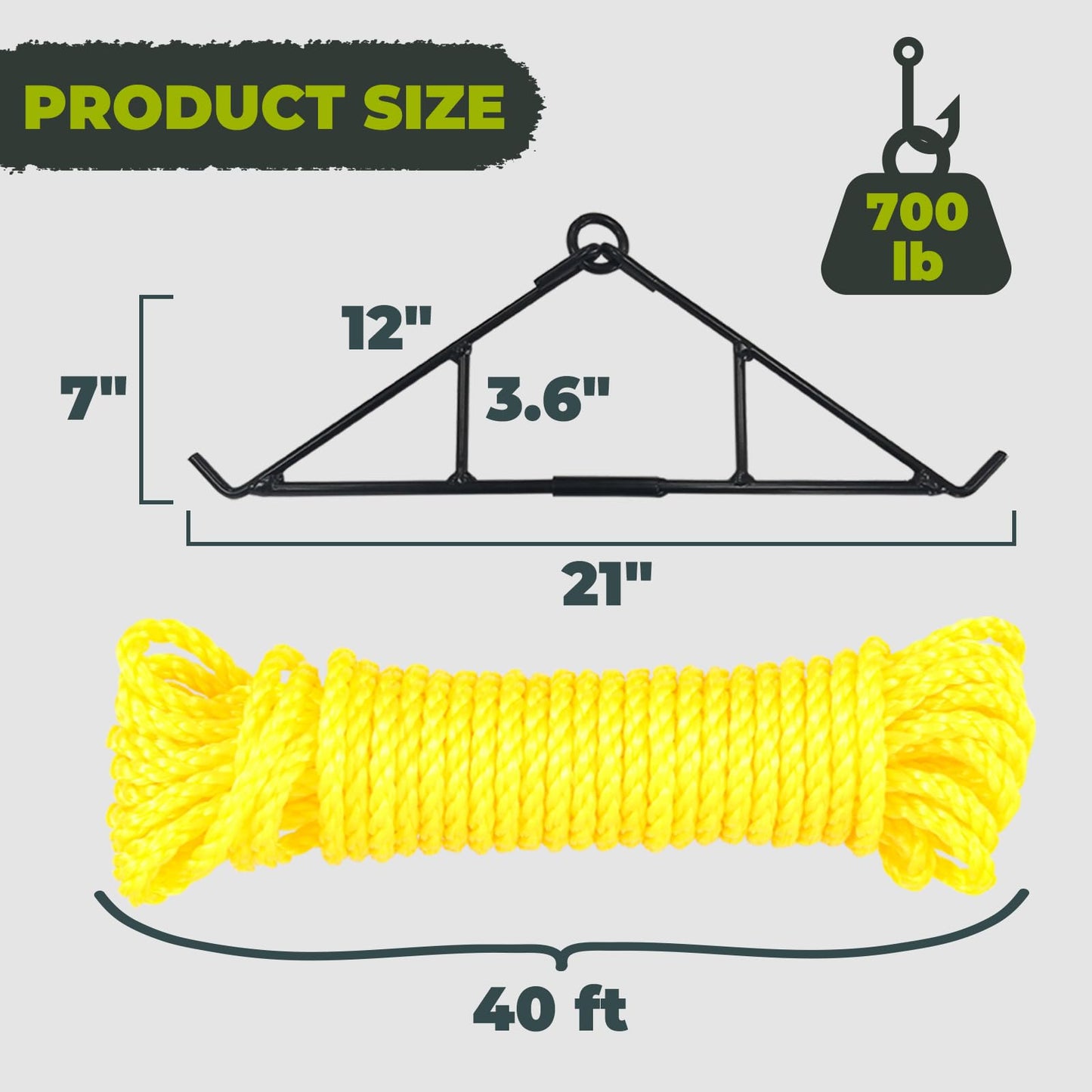 Highwild Game Hanging Gambrel & Hoist Kit with Pulleys & Rope - Deer Hanging Kit Max to 700 LB