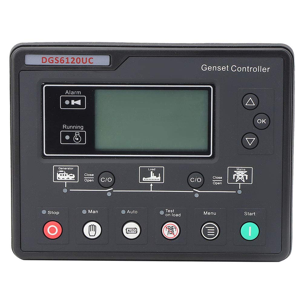 Generator Control Panel,Genset Controller Module Automatic Power Monitoring Switching Control for Generators LCD Display Backlight