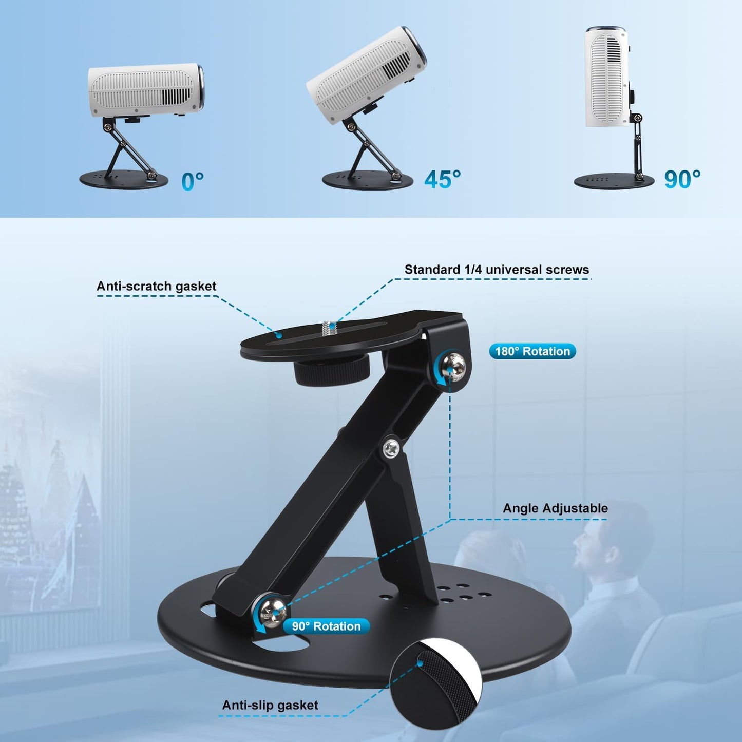 ZDSSY Setup, 3-in-1 1/4-Inch Mini Projector Stand Table, Desk, Ultra-Stable with Easy Compact Portable, Projector Mount