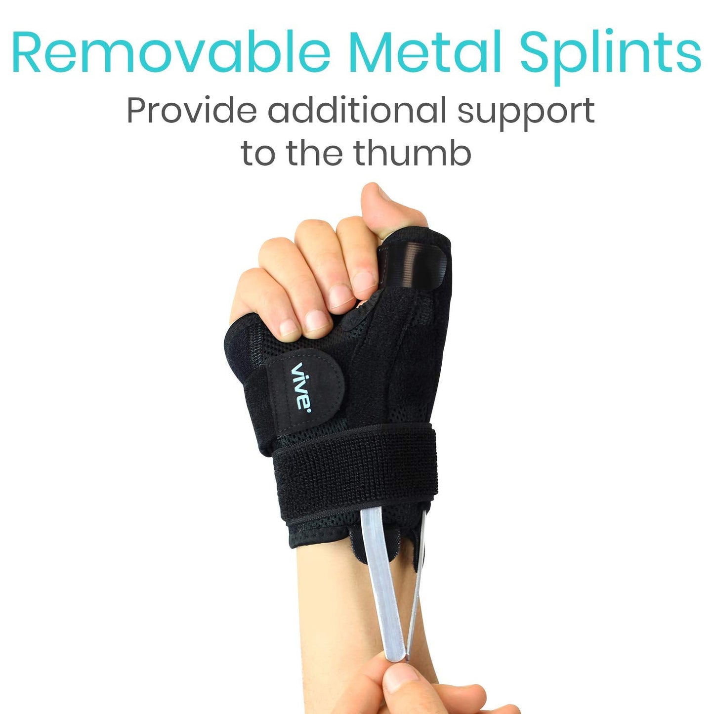 Vive Thumb & Wrist Brace for Right or Left Hand - Spica Splint Brace for Carpal Tunnel, Tendonitis, & Arthritis in Hands or Fingers - Compression Support for Women Men - Stabilizer Relief for Bowling