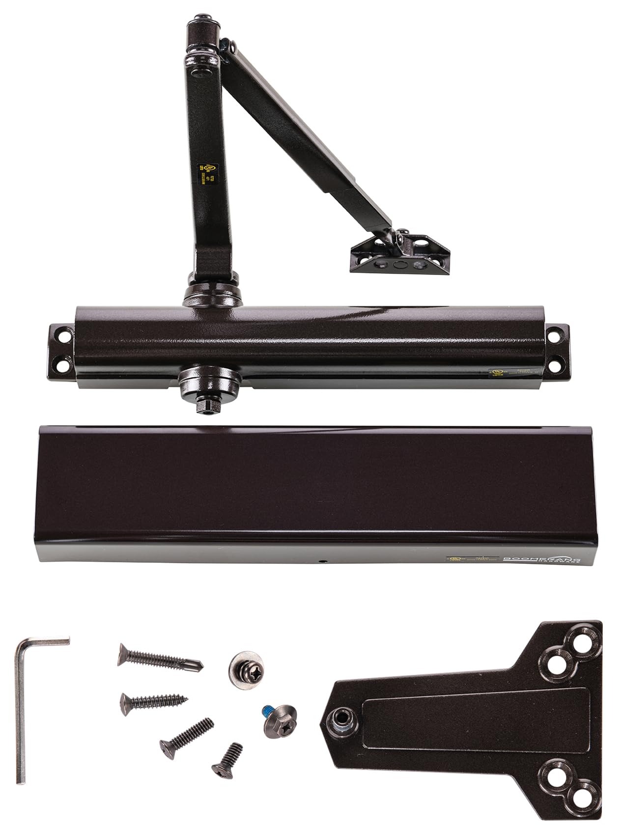 Boomerang Heavy Duty Designer Automatic Commercial Door Closer - D8016-Surface Mounted, Grade 1, Cast Aluminum, UL 3 Hour Fire Rated & ADA for high Traffic doorways, Dark Bronze (US10B)