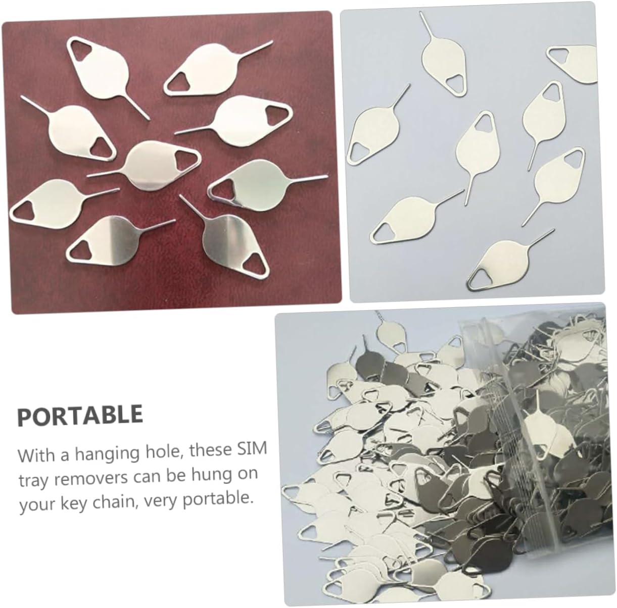 200pcs OSALADI Sim Card Ejector Tool Metal Sim Tray Remover for Smartphones Phone Pin Tool