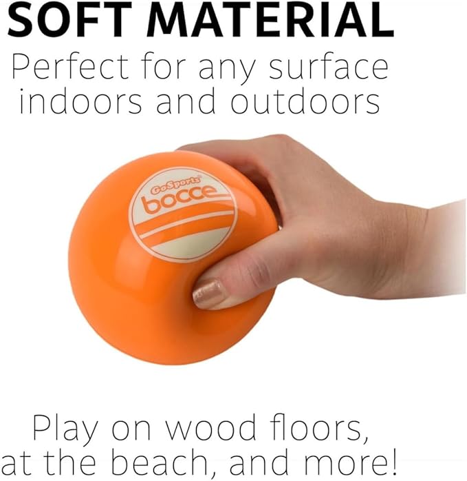 GoSports 90 mm Soft Bocce Set Includes 8 Weighted Balls, Pallino and Case, Play Indoors or Outdoors