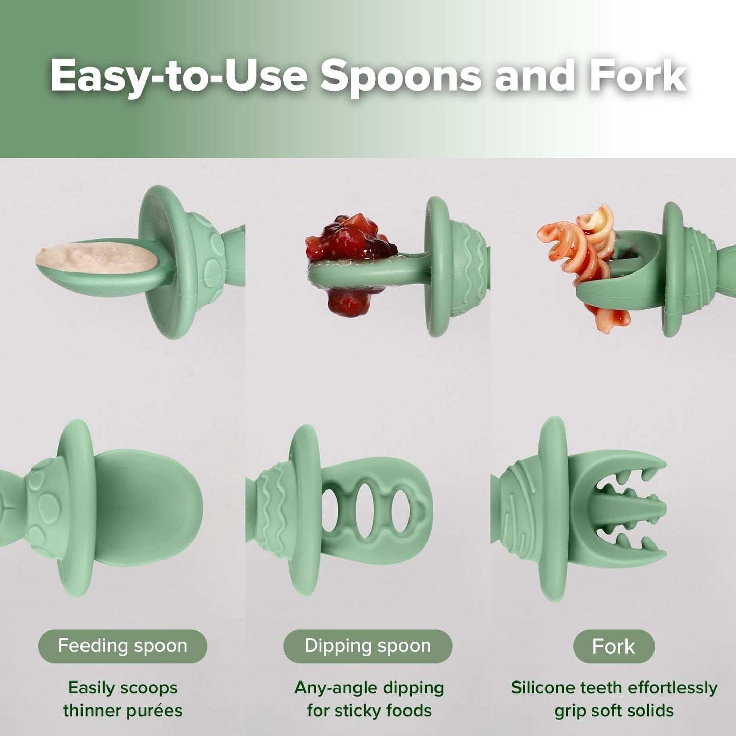 Haakaa Silicone Baby Food Dispensing Spoon Feeder&Cutlery SetInfant Squeeze Cereal Feeder, Baby Fresh Food Feeder, Feed Bottle for Puree Baby Spoons and Forks for Self Feeding 6 Months, Baby Led Weani