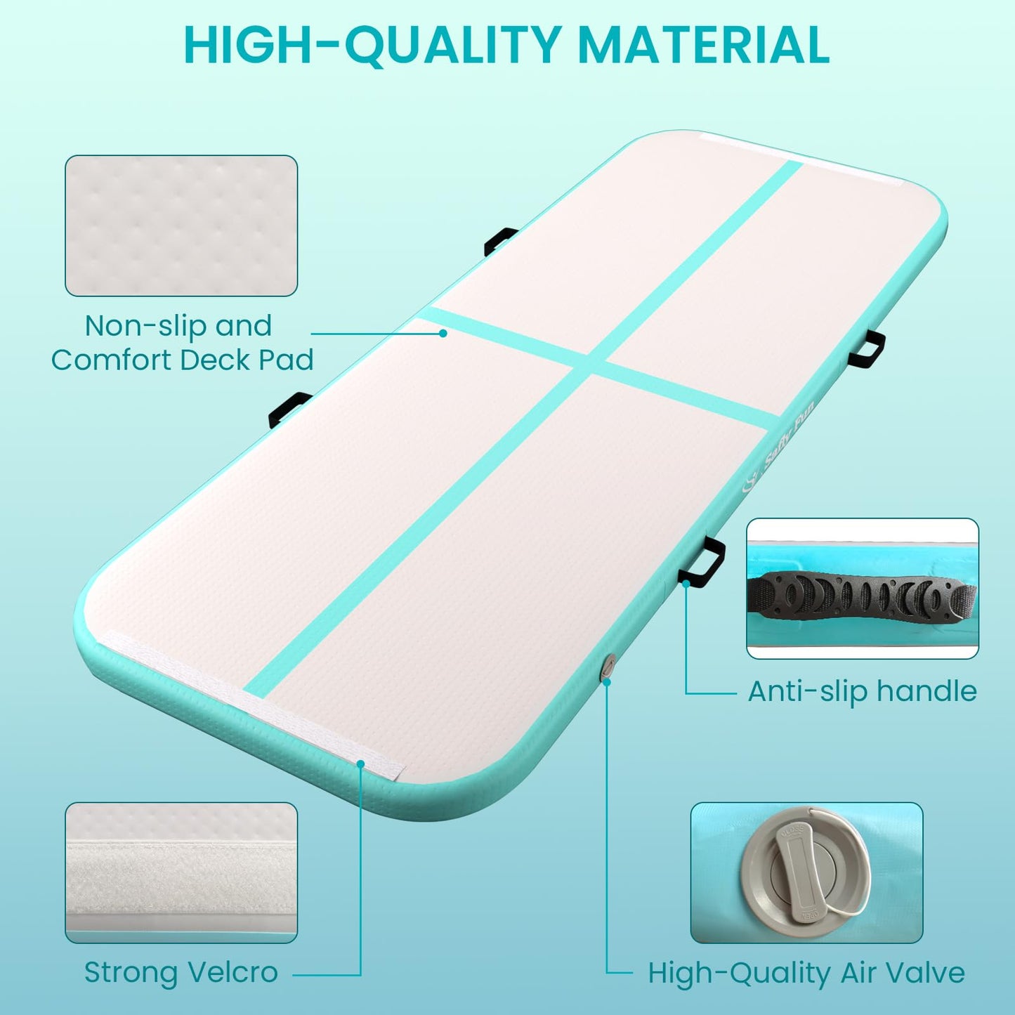 Inflatable Gymnastics Mat 6.6ft Air Tumble Track Training Mat 4 inches Thick Tumbling mat with Electric Pump for Home Use/Tumble/Gym/Training/Cheerleading/Water/Yoga