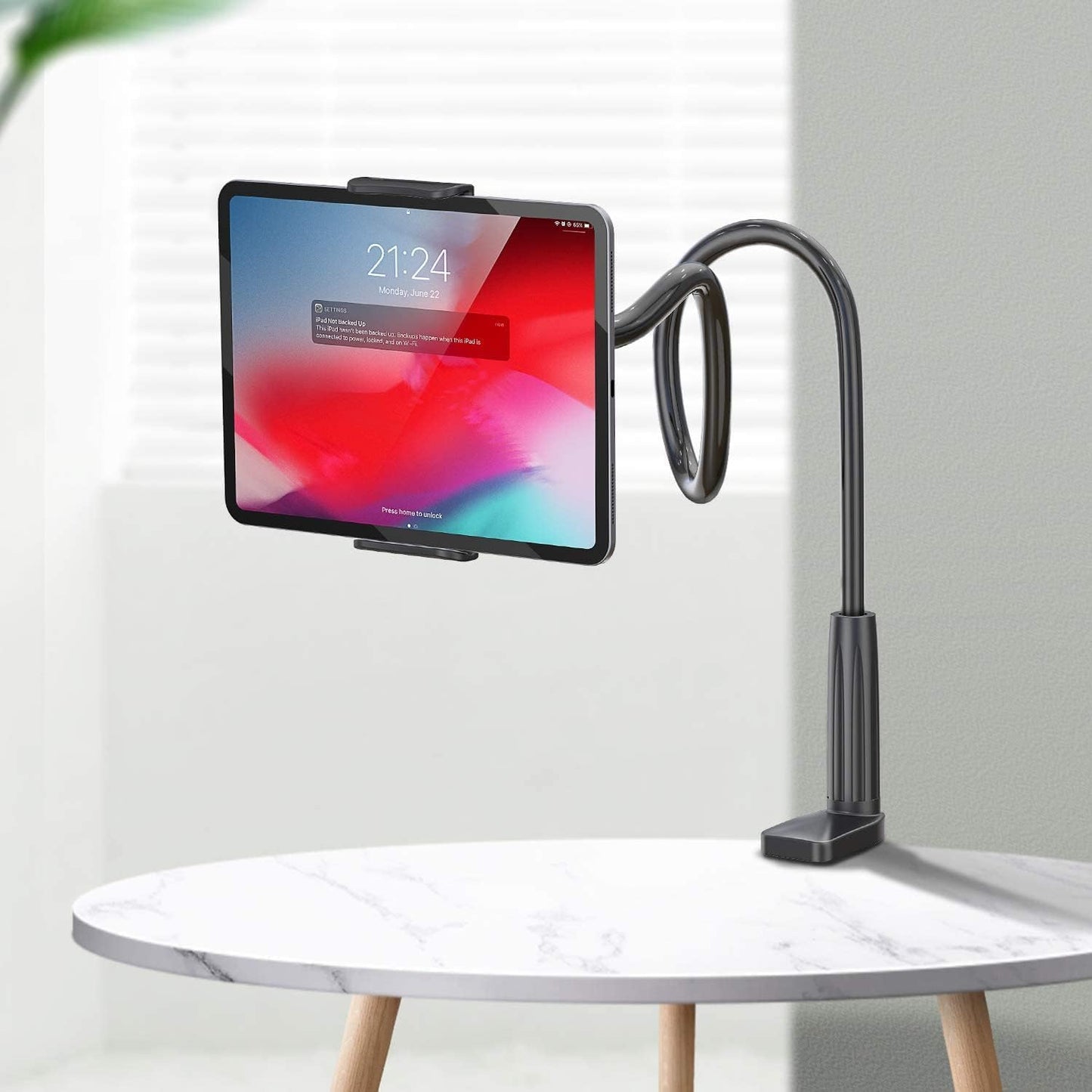 WixGear 4"-10.5" Tablet Holder for Bed - Gooseneck Tablet Holder Stand, Flexible Long Arm Gooseneck Mount Holder Clip