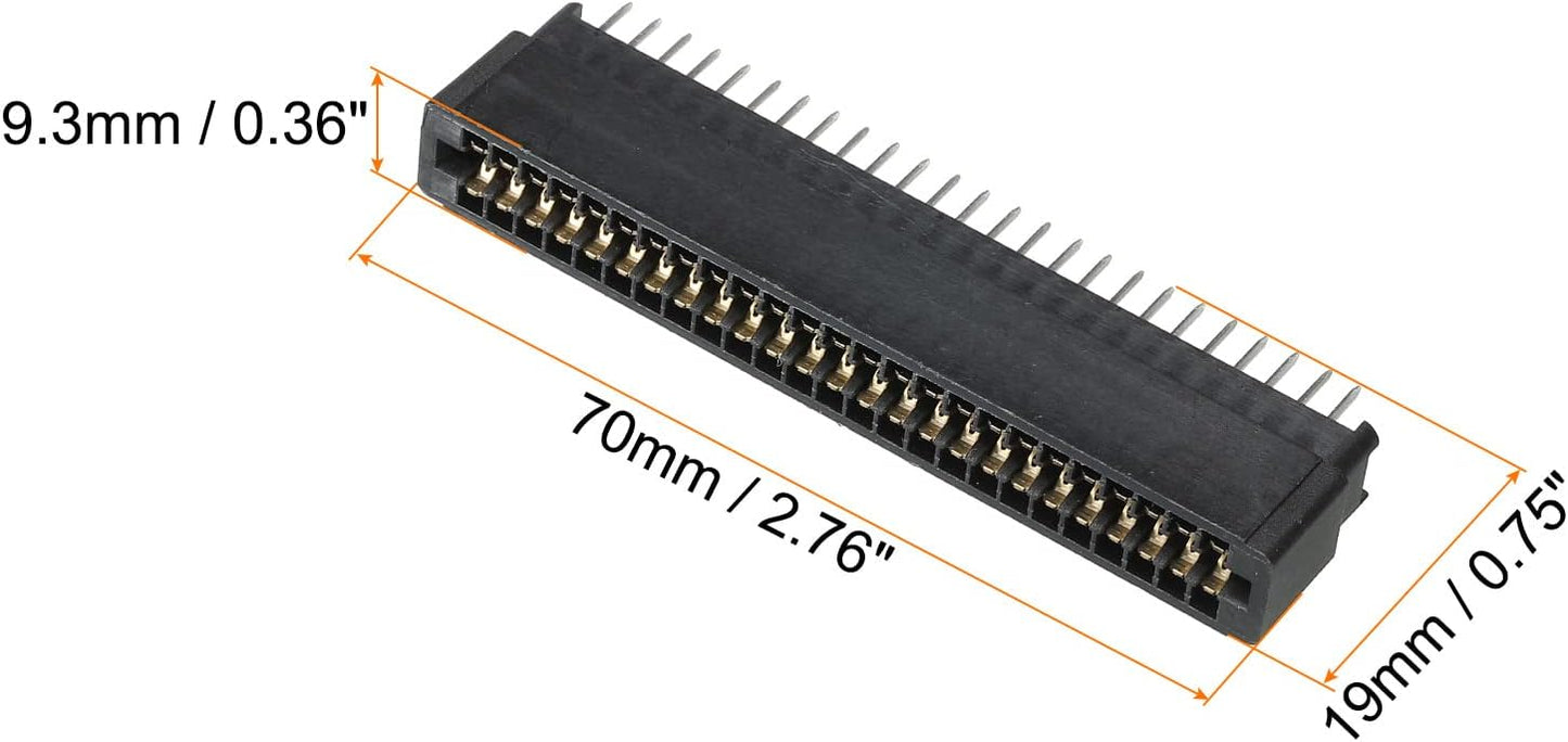 50 2.54mm PATIKIL Card Edge Connector Black Socket Straight Connection Pin Pitch for PCB Circuit Board, Game Console