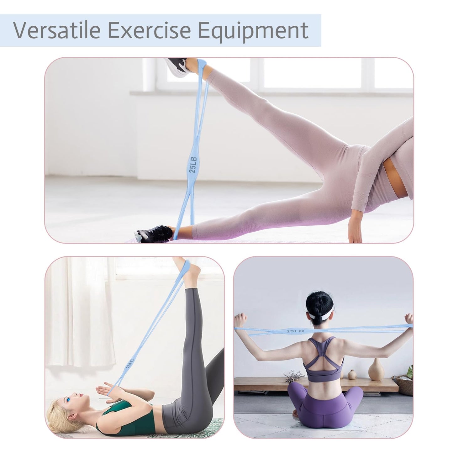 Figure 8 Resistance Bands for Women & Men – 25-Pound Silicone Pull Rope for Leg, Shoulder, Back & Arm Workout, Strength Training, Physical Therapy, Home Gym