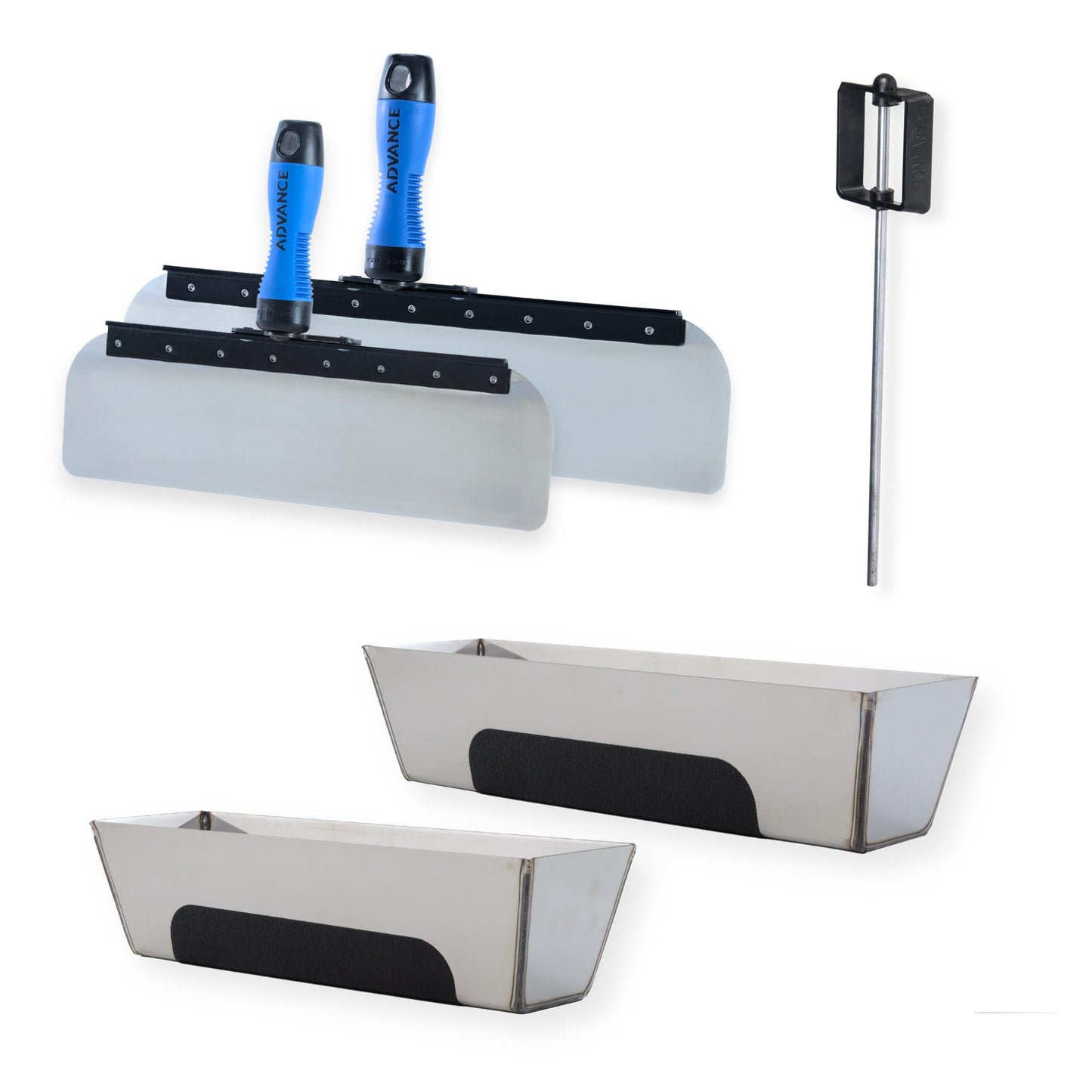 Stainless Steel Skimming Blade & Mud Pan Mixer | Pack of 5 | Advance Equipment MFG Co. | Complete Drywall Finishing Set | 100+ Years Family Owned USA Made