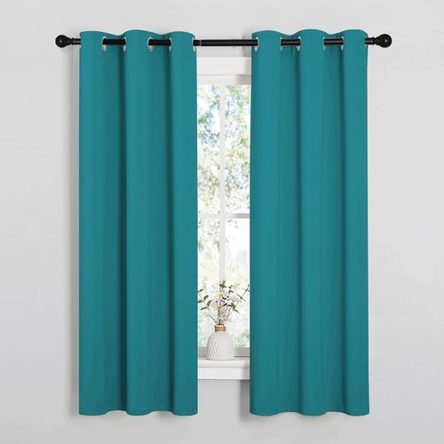 NICETOWN Blackout Curtains - Thermal Insulated Grommet Design for Elegant Bedrooms | 63-Inch Length, Peacock Teal, 2 Panels