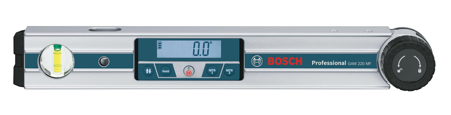 BOSCH GAM 220 MF 4-in-1 Digital Angle Finder, Includes Leg Extension, 4 AA Batteries, & Carrying Case